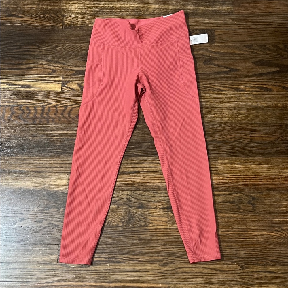 Old Navy Coral Ribbed High-Waist Leggings